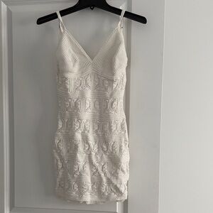 Olive & Oak Cream Knit Mini Dress with Spaghetti Straps